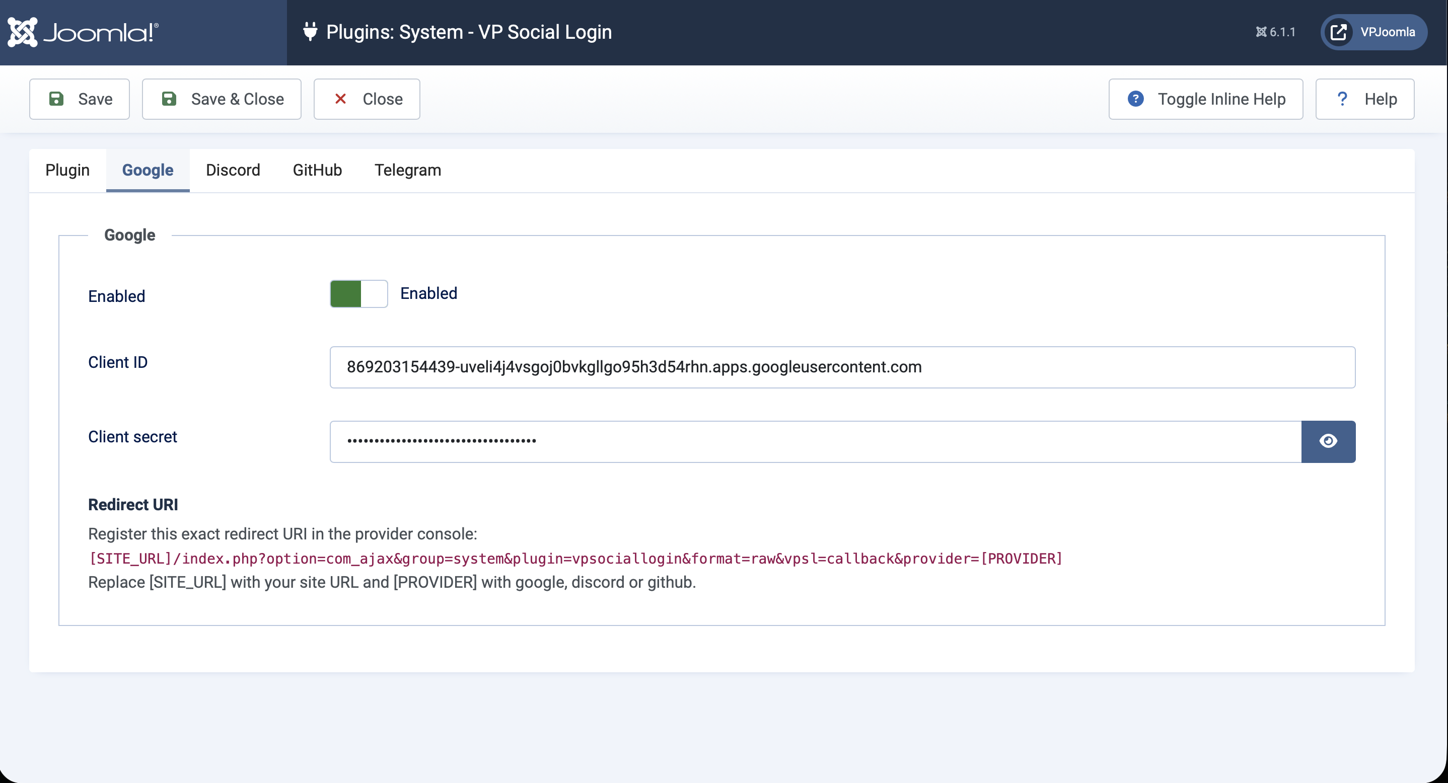 Per-provider configuration in the back end.